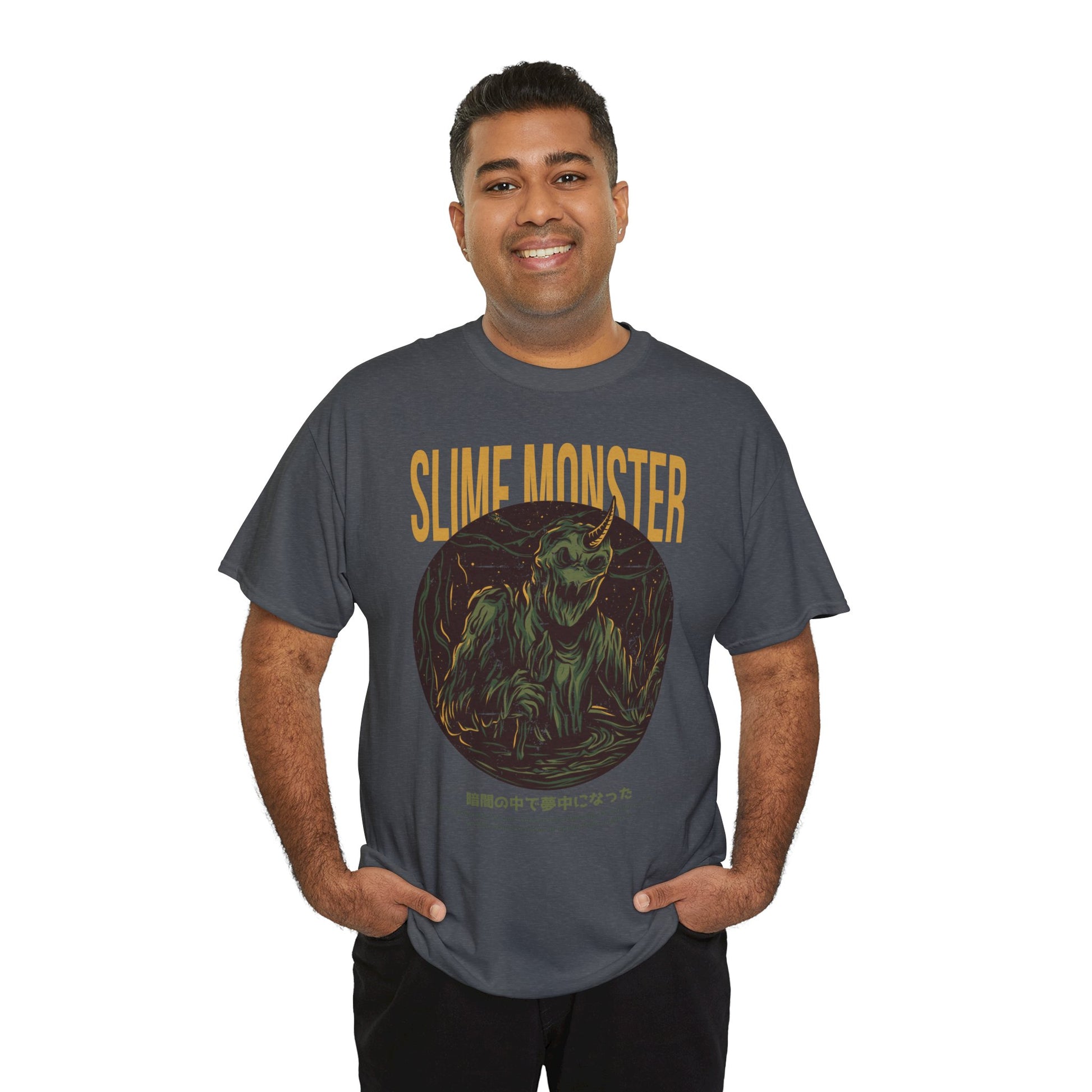 Slime Monster Unisex Heavy Cotton Tee | Fun Graphic T-Shirt for Kids and Monster Lovers - ArtShirt Couture