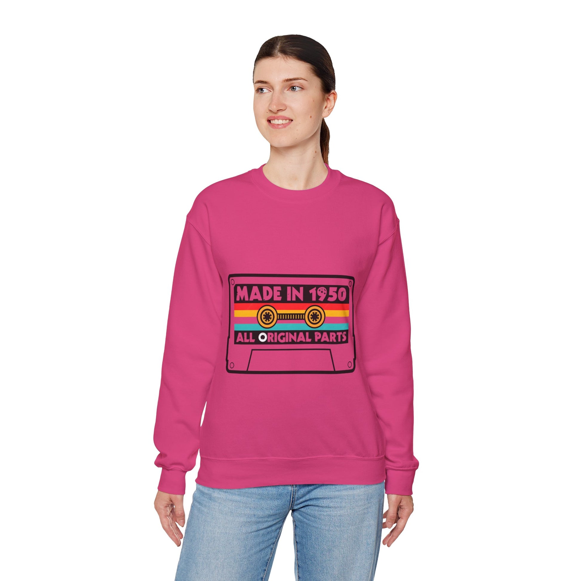 Vintage 1950s Old Tape Cassette Unisex Heavy Blend™ Crewneck Sweatshirt | Retro Graphic Sweatshirt - ArtShirt Couture