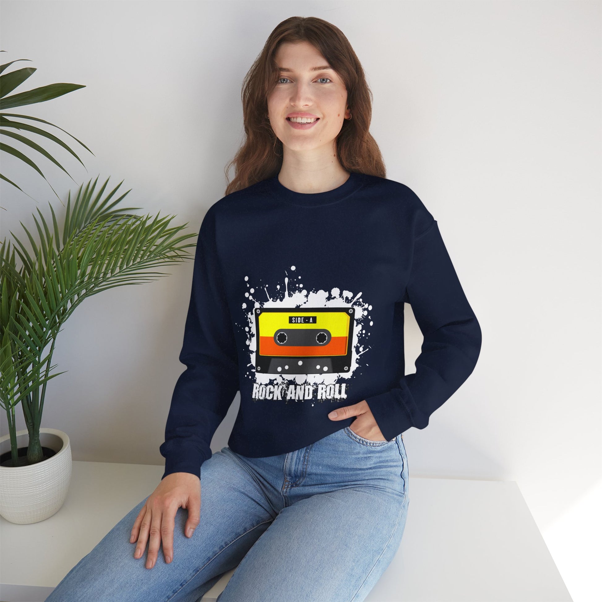 Rock 'N' Roll Unisex Heavy Blend™ Crewneck Sweatshirt | Classic Music Graphic Sweatshirt - ArtShirt Couture