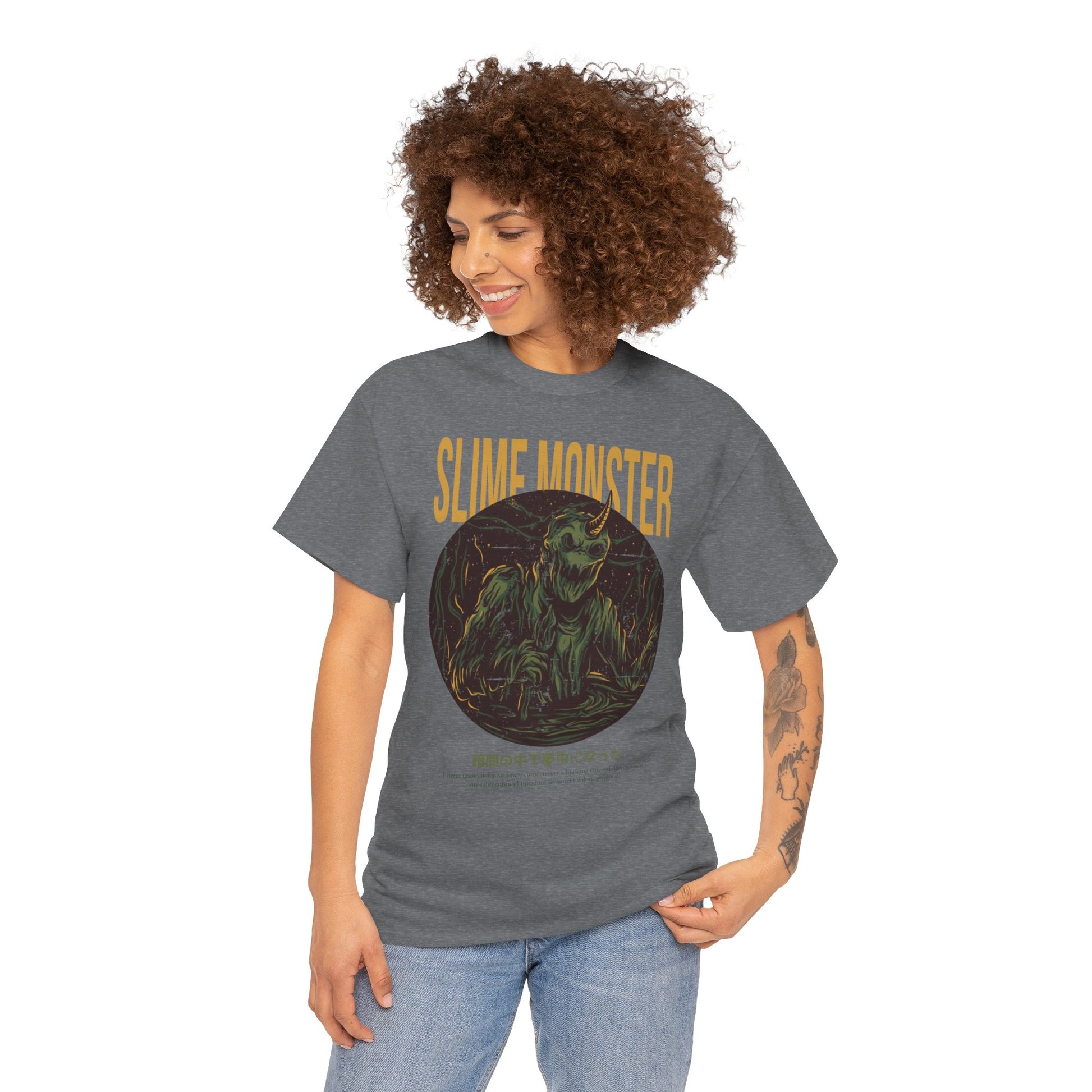 Slime Monster Unisex Heavy Cotton Tee | Fun Graphic T-Shirt for Kids and Monster Lovers - ArtShirt Couture