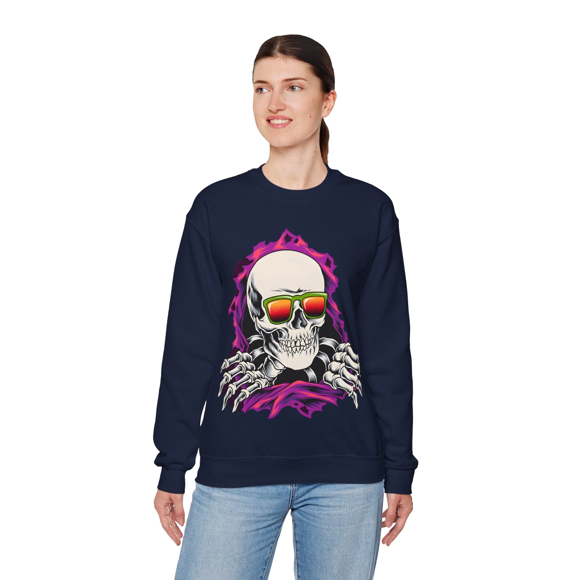 The Cool Skeleton Unisex Heavy Blend™ Crewneck Sweatshirt | Fun Graphic Sweatshirt for Halloween and Skull Lovers - ArtShirt Couture