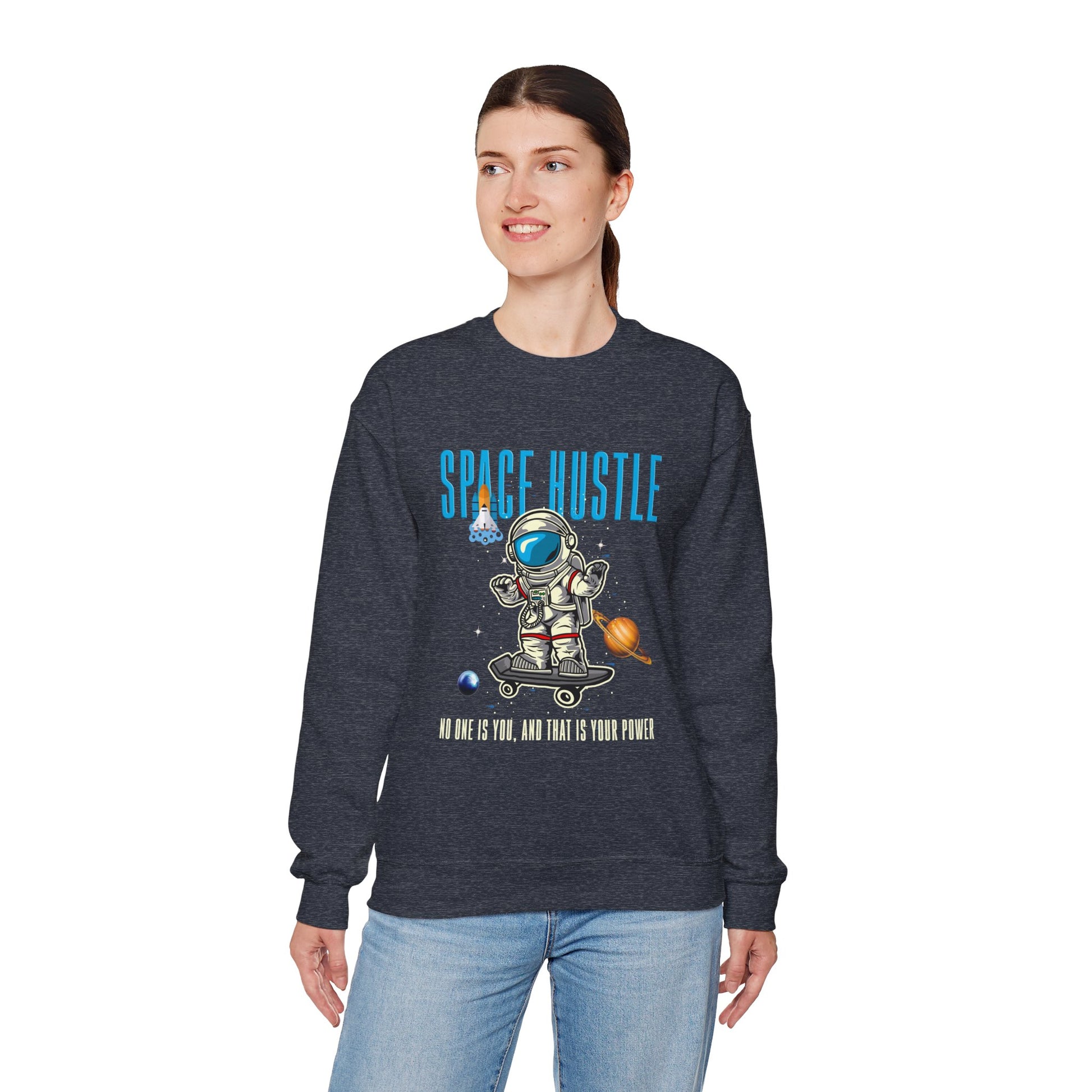 Space Hustle Unisex Heavy Blend™ Sweatshirt | Trendy Graphic Sweatshirt for Space Enthusiasts - ArtShirt Couture