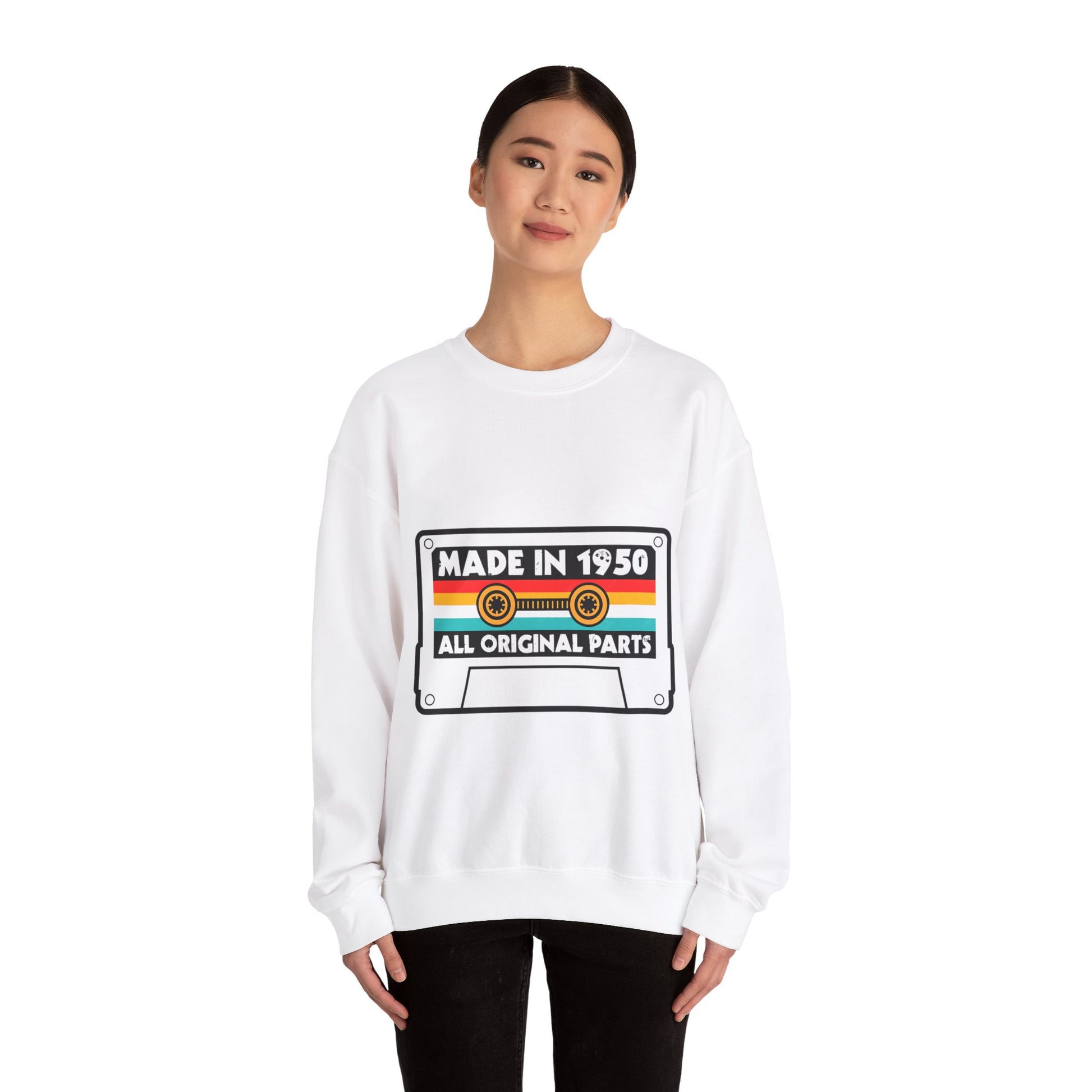 Vintage 1950s Old Tape Cassette Unisex Heavy Blend™ Crewneck Sweatshirt | Retro Graphic Sweatshirt - ArtShirt Couture