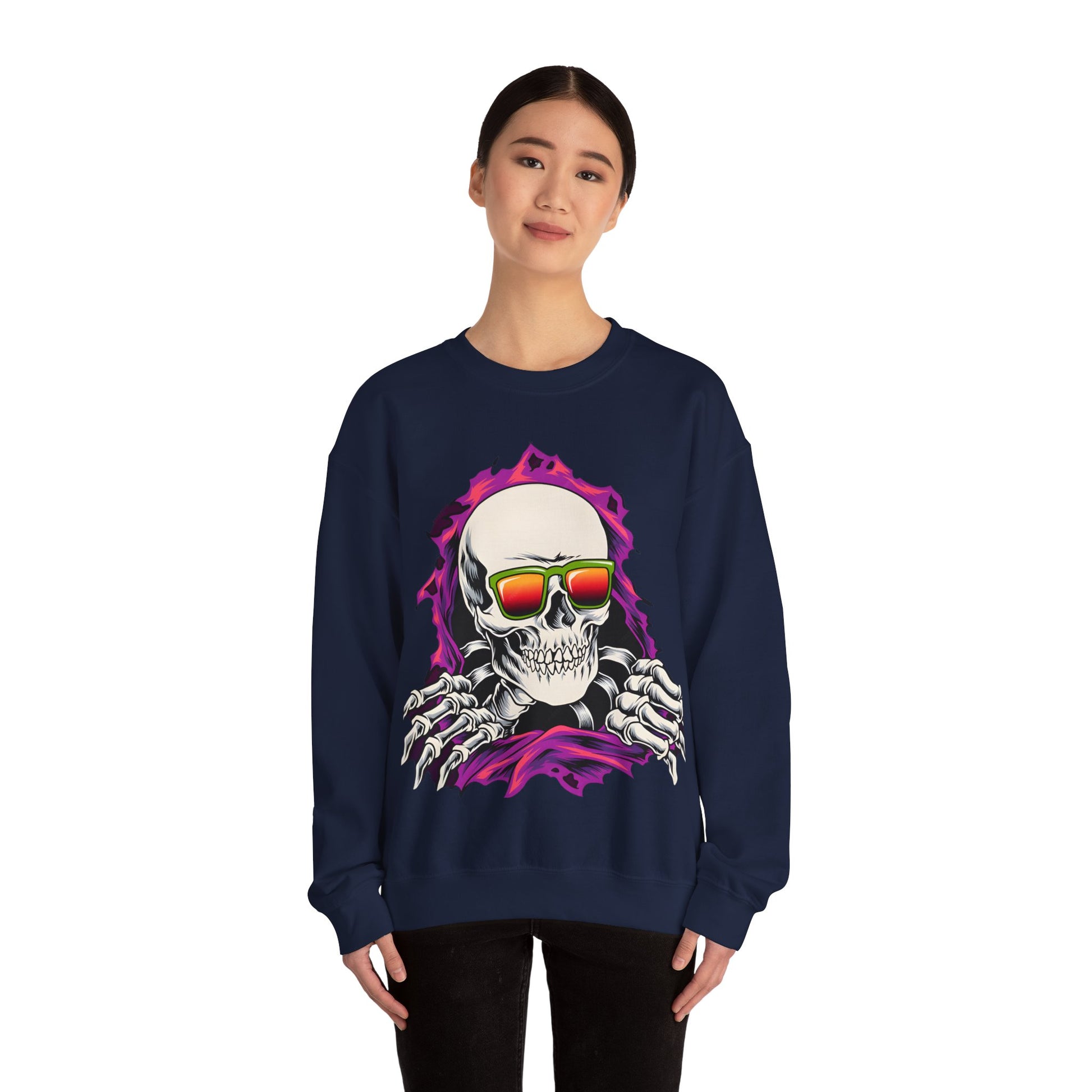 The Cool Skeleton Unisex Heavy Blend™ Crewneck Sweatshirt | Fun Graphic Sweatshirt for Halloween and Skull Lovers - ArtShirt Couture