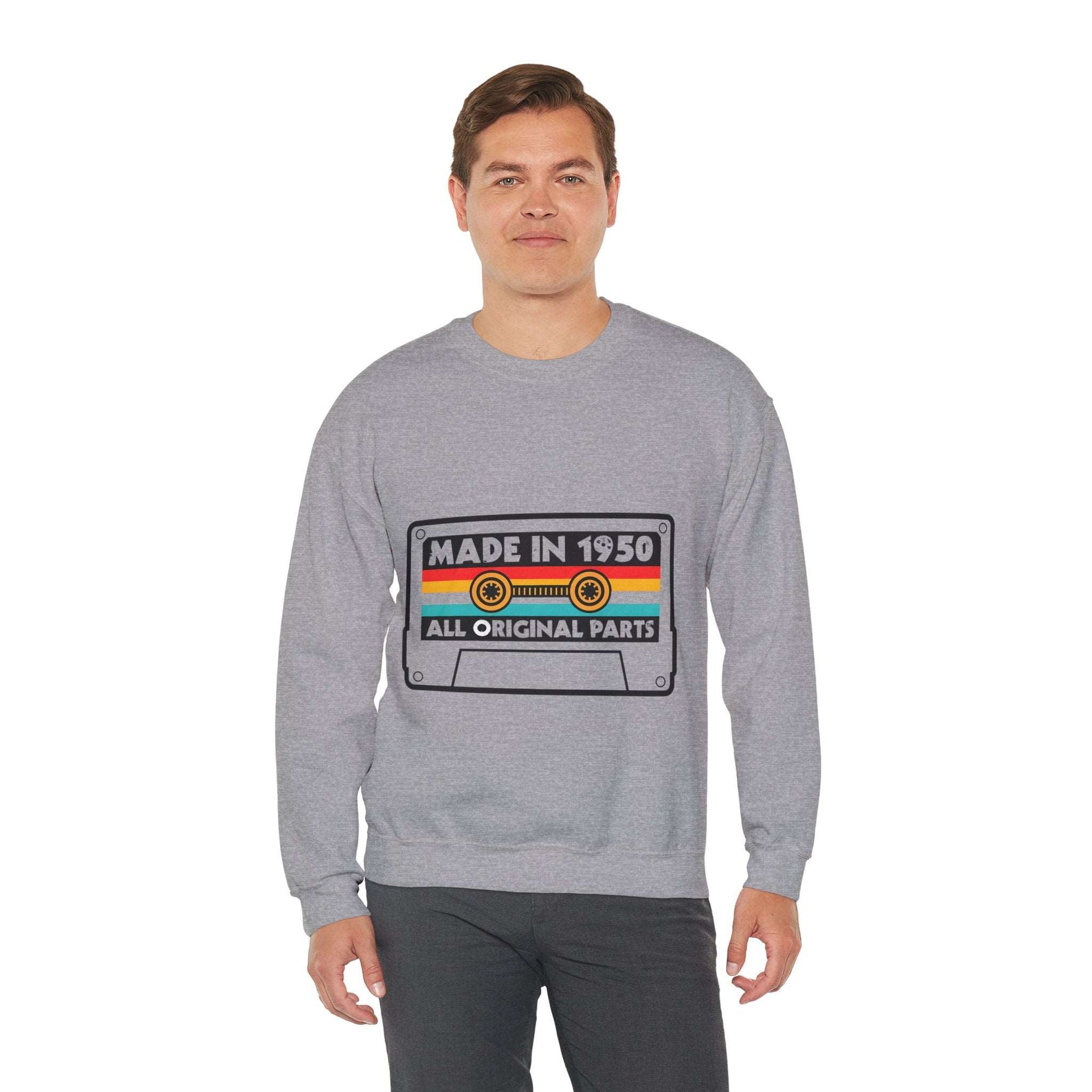 Vintage 1950s Old Tape Cassette Unisex Heavy Blend™ Crewneck Sweatshirt | Retro Graphic Sweatshirt - ArtShirt Couture