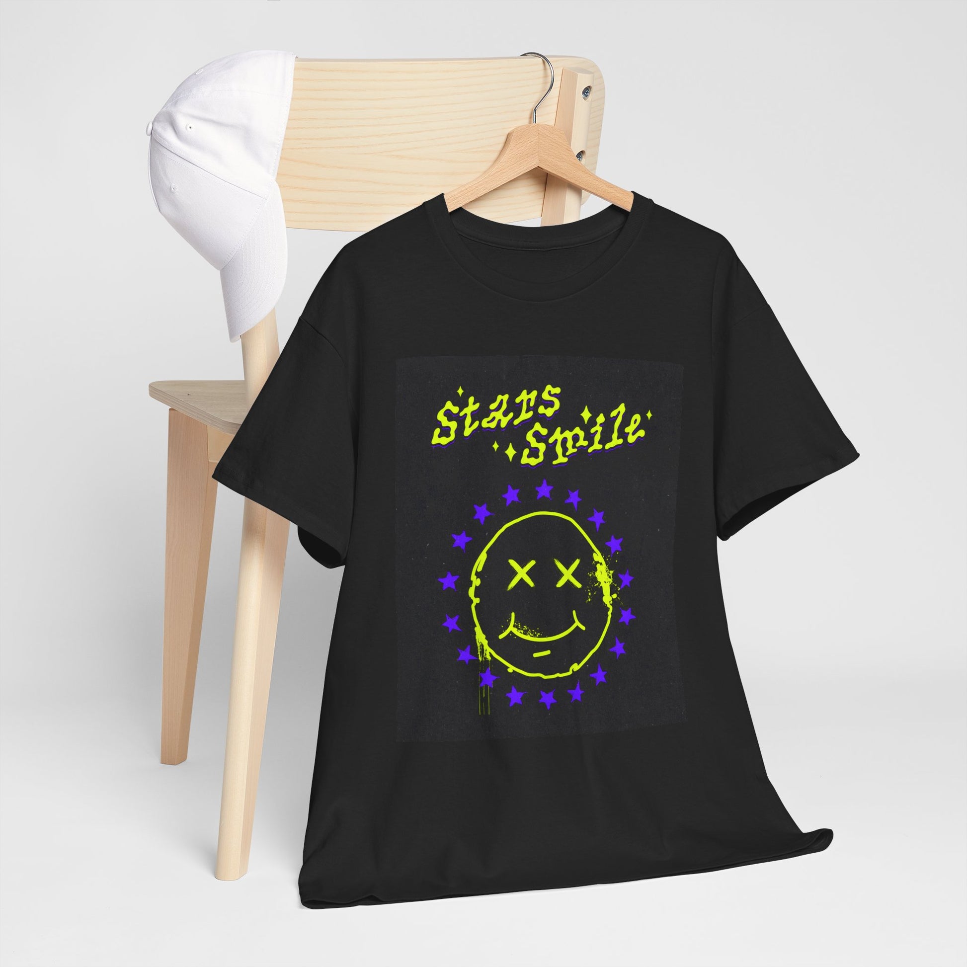 Star Smile Unisex Heavy Cotton Tee | Fun Graphic T-Shirt for Brightening Your Day - ArtShirt Couture