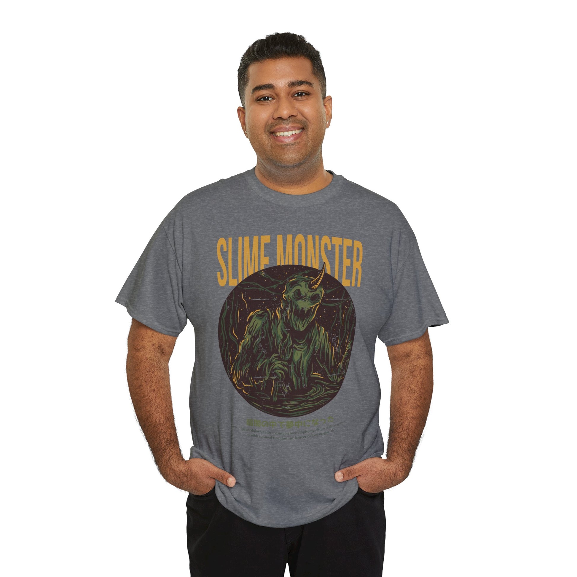 Slime Monster Unisex Heavy Cotton Tee | Fun Graphic T-Shirt for Kids and Monster Lovers - ArtShirt Couture