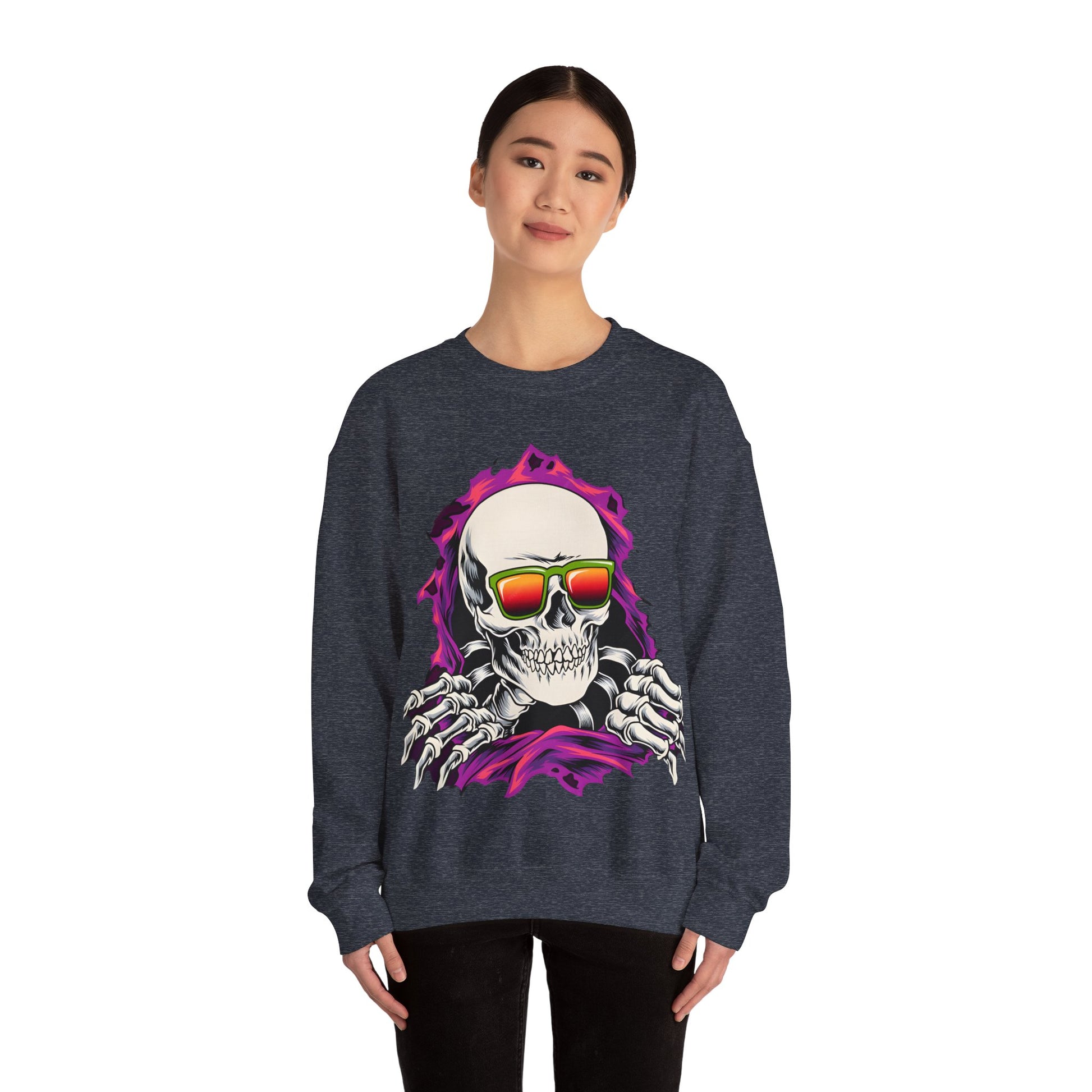 The Cool Skeleton Unisex Heavy Blend™ Crewneck Sweatshirt | Fun Graphic Sweatshirt for Halloween and Skull Lovers - ArtShirt Couture