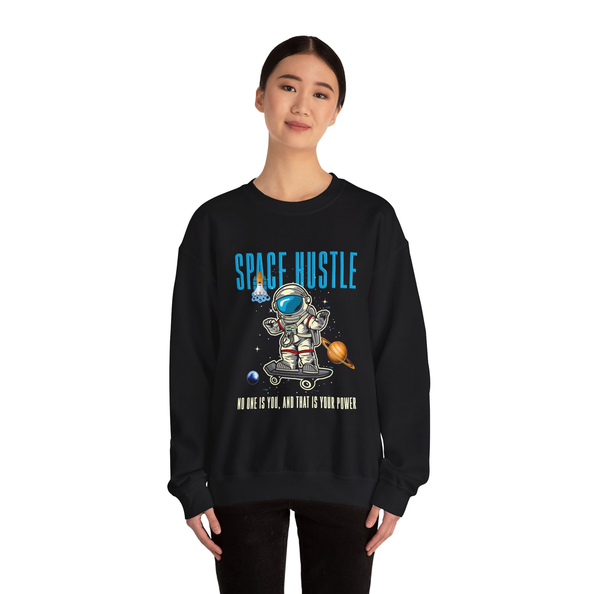 Space Hustle Unisex Heavy Blend™ Sweatshirt | Trendy Graphic Sweatshirt for Space Enthusiasts - ArtShirt Couture
