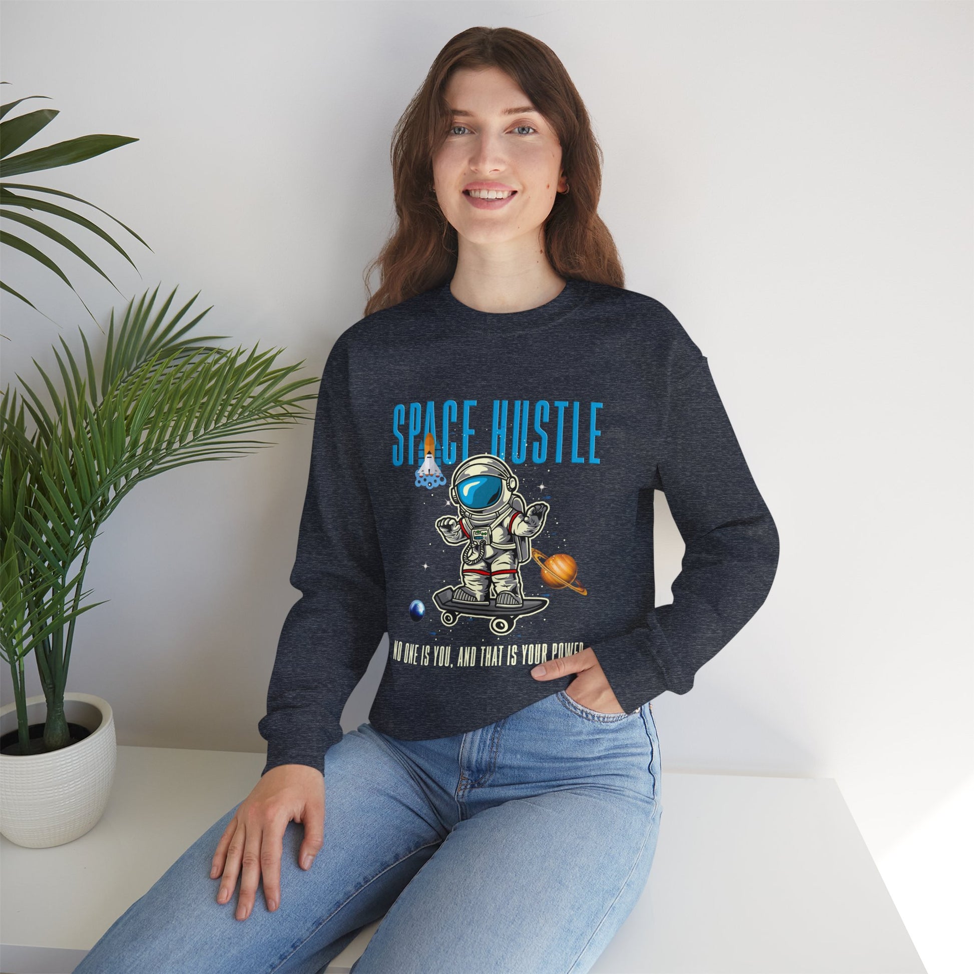 Space Hustle Unisex Heavy Blend™ Sweatshirt | Trendy Graphic Sweatshirt for Space Enthusiasts - ArtShirt Couture