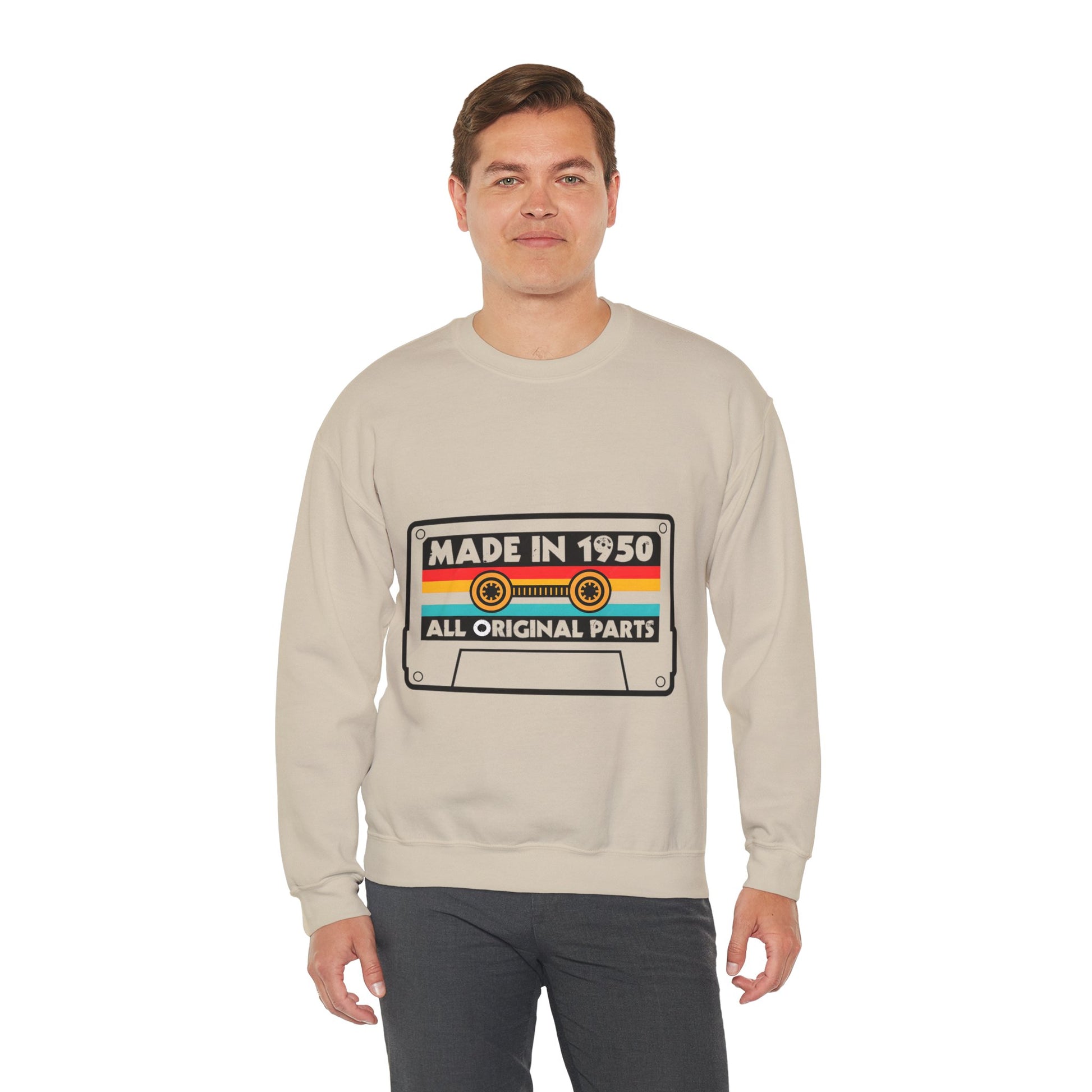 Vintage 1950s Old Tape Cassette Unisex Heavy Blend™ Crewneck Sweatshirt | Retro Graphic Sweatshirt - ArtShirt Couture
