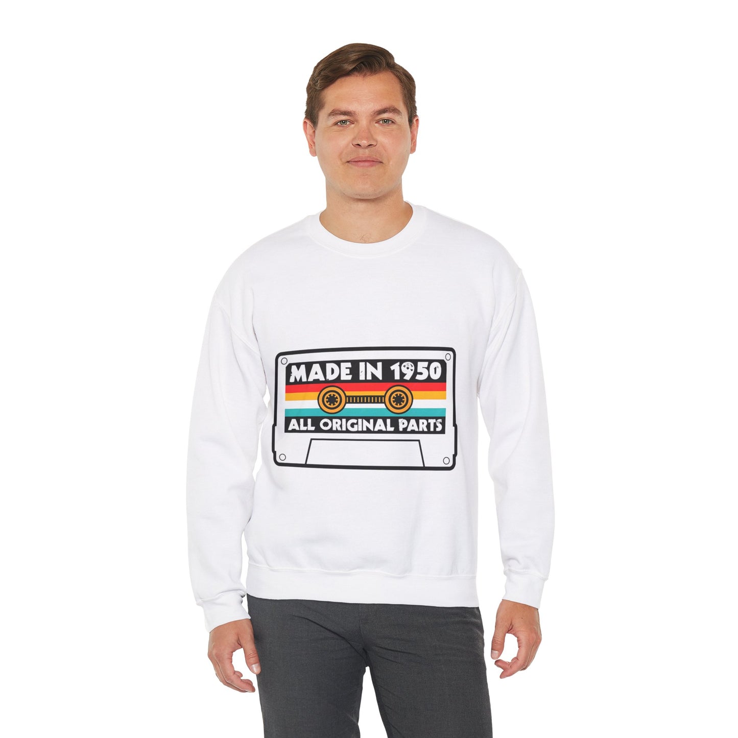 Vintage 1950s Old Tape Cassette Unisex Heavy Blend™ Crewneck Sweatshirt | Retro Graphic Sweatshirt - ArtShirt Couture