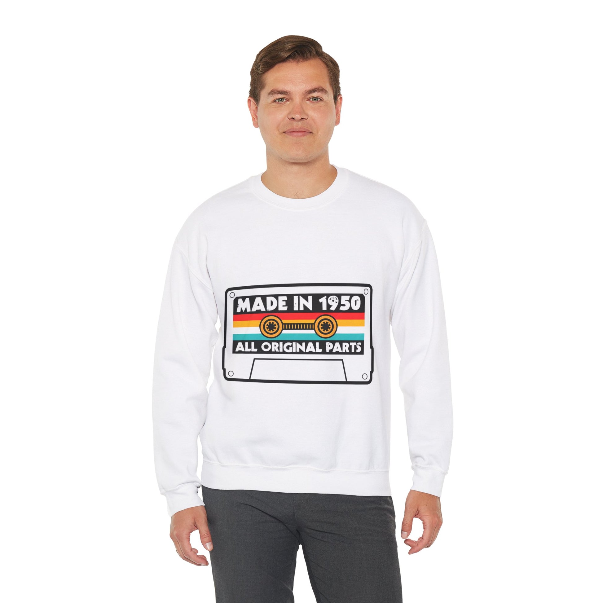 Vintage 1950s Old Tape Cassette Unisex Heavy Blend™ Crewneck Sweatshirt | Retro Graphic Sweatshirt - ArtShirt Couture