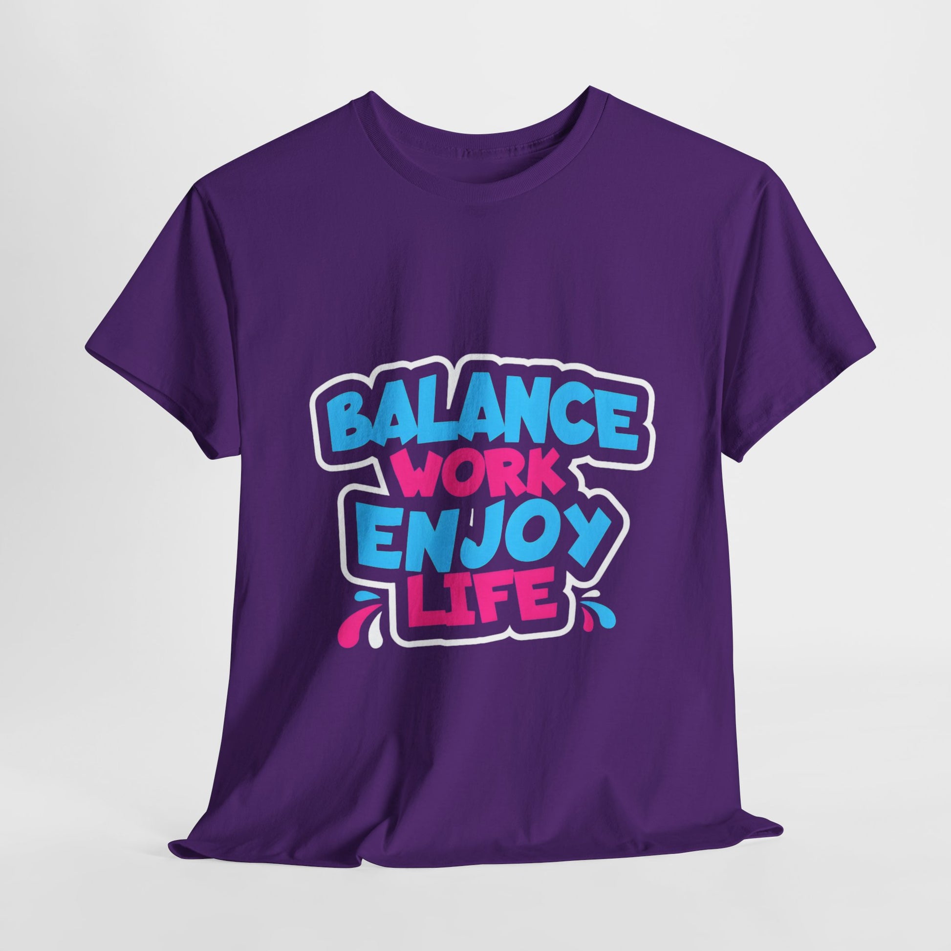 Balance Work Enjoy Life Unisex Heavy Cotton Tee | Motivational Graphic T-Shirt - ArtShirt Couture