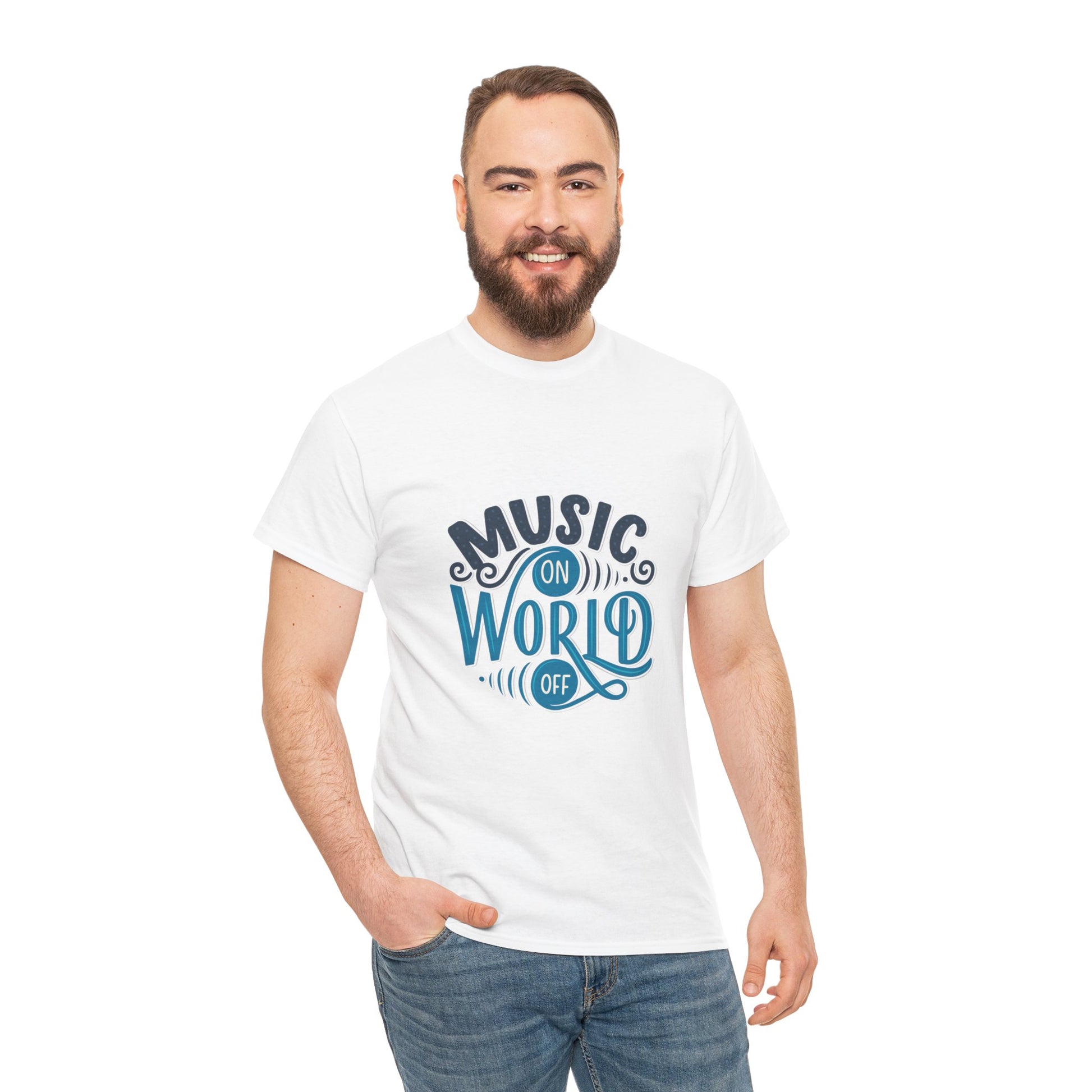 Music World Unisex Heavy Cotton Tee | Vibrant Graphic T-Shirt for Music Enthusiasts - ArtShirt Couture