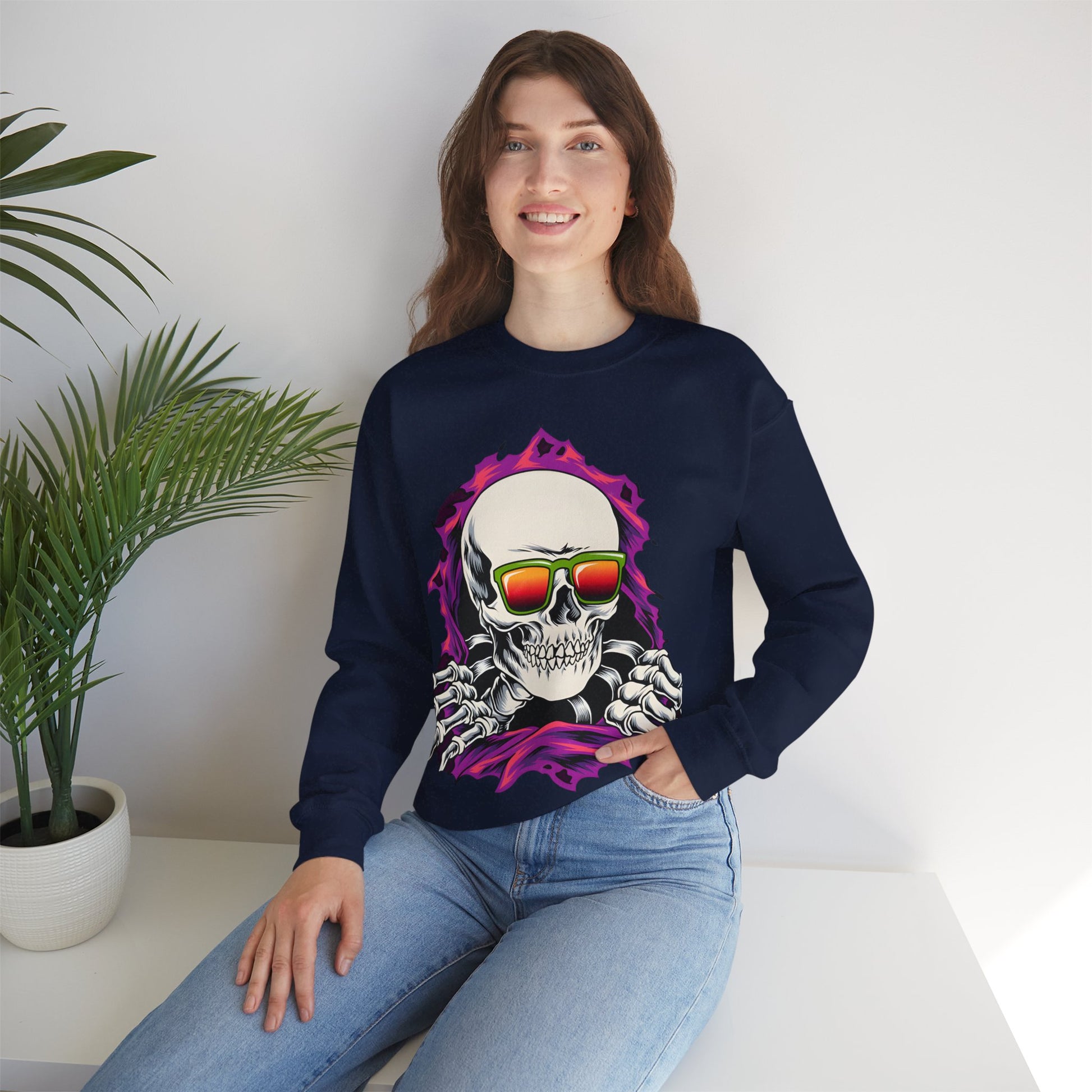 The Cool Skeleton Unisex Heavy Blend™ Crewneck Sweatshirt | Fun Graphic Sweatshirt for Halloween and Skull Lovers - ArtShirt Couture