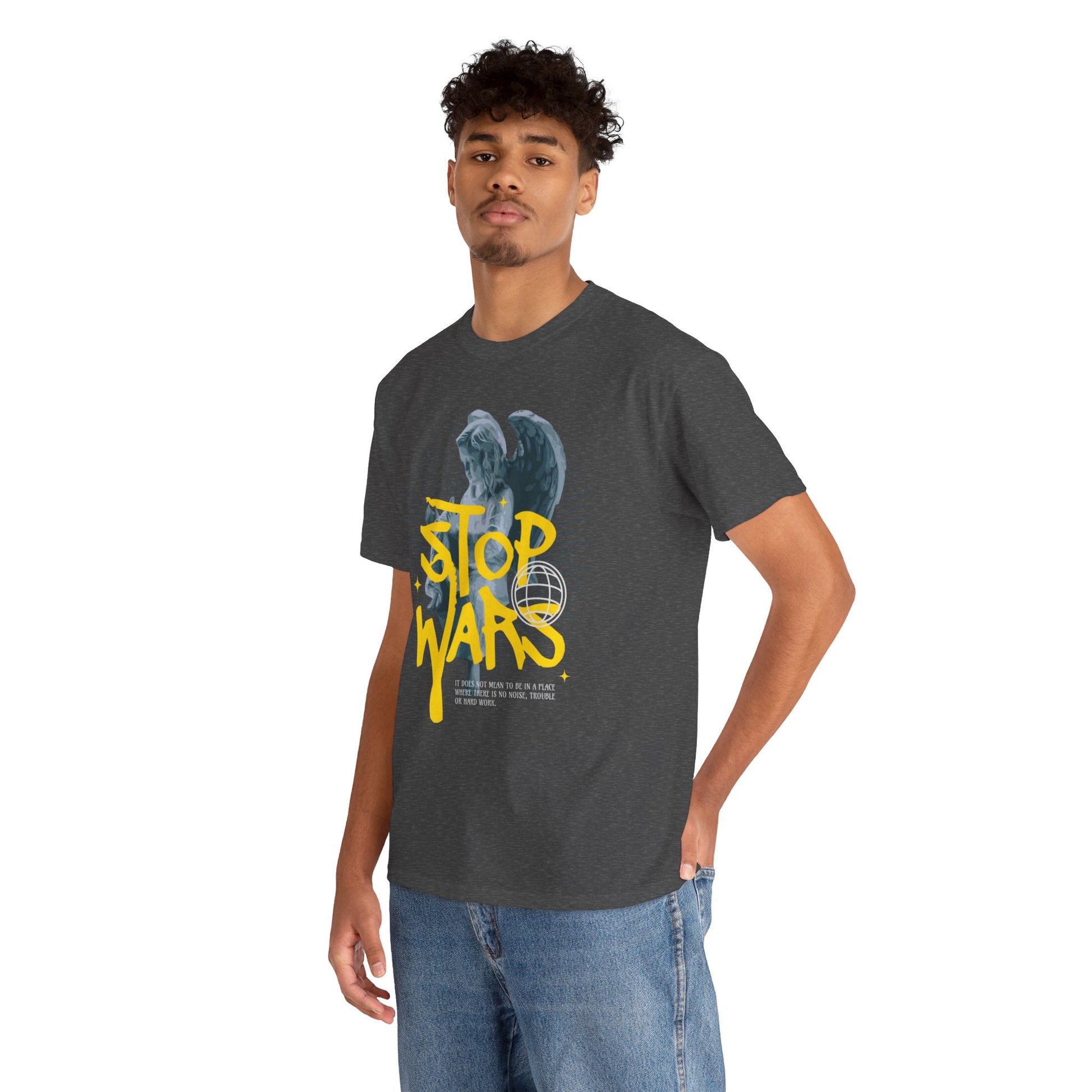 Stop Wars Unisex Heavy Cotton Tee | Fun Graphic T-Shirt for Peace Advocates - ArtShirt Couture