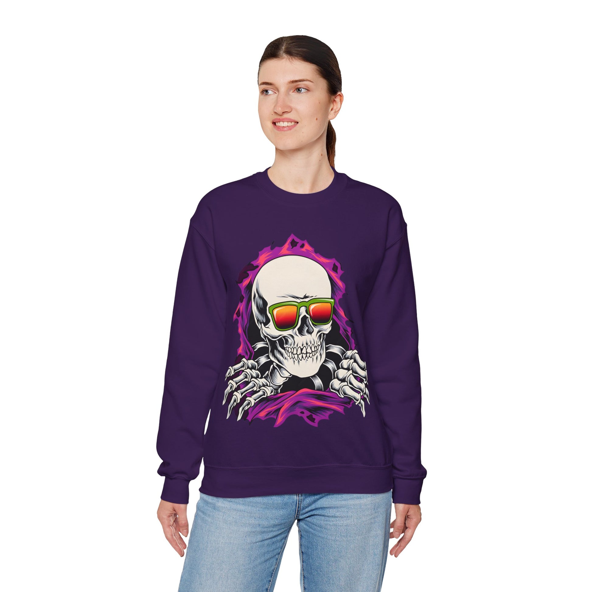 The Cool Skeleton Unisex Heavy Blend™ Crewneck Sweatshirt | Fun Graphic Sweatshirt for Halloween and Skull Lovers - ArtShirt Couture