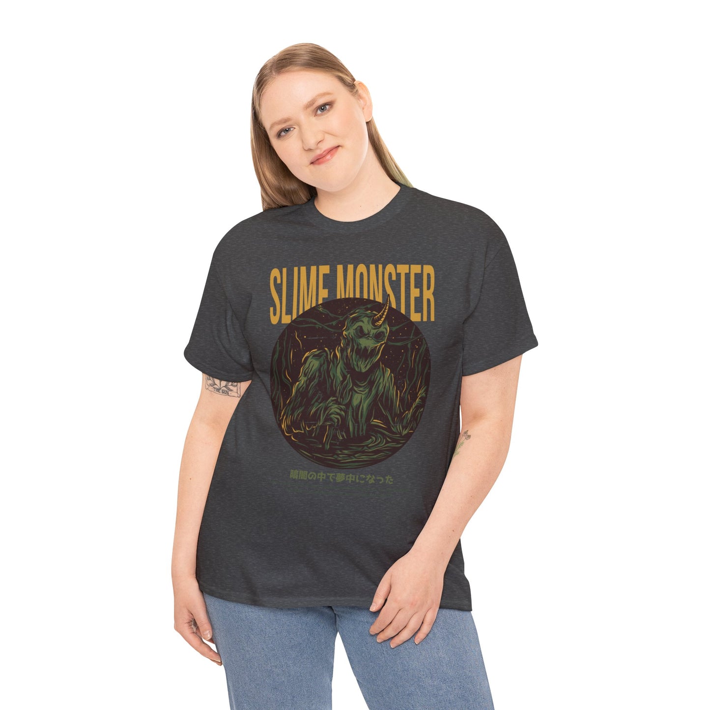 Slime Monster Unisex Heavy Cotton Tee | Fun Graphic T-Shirt for Kids and Monster Lovers - ArtShirt Couture