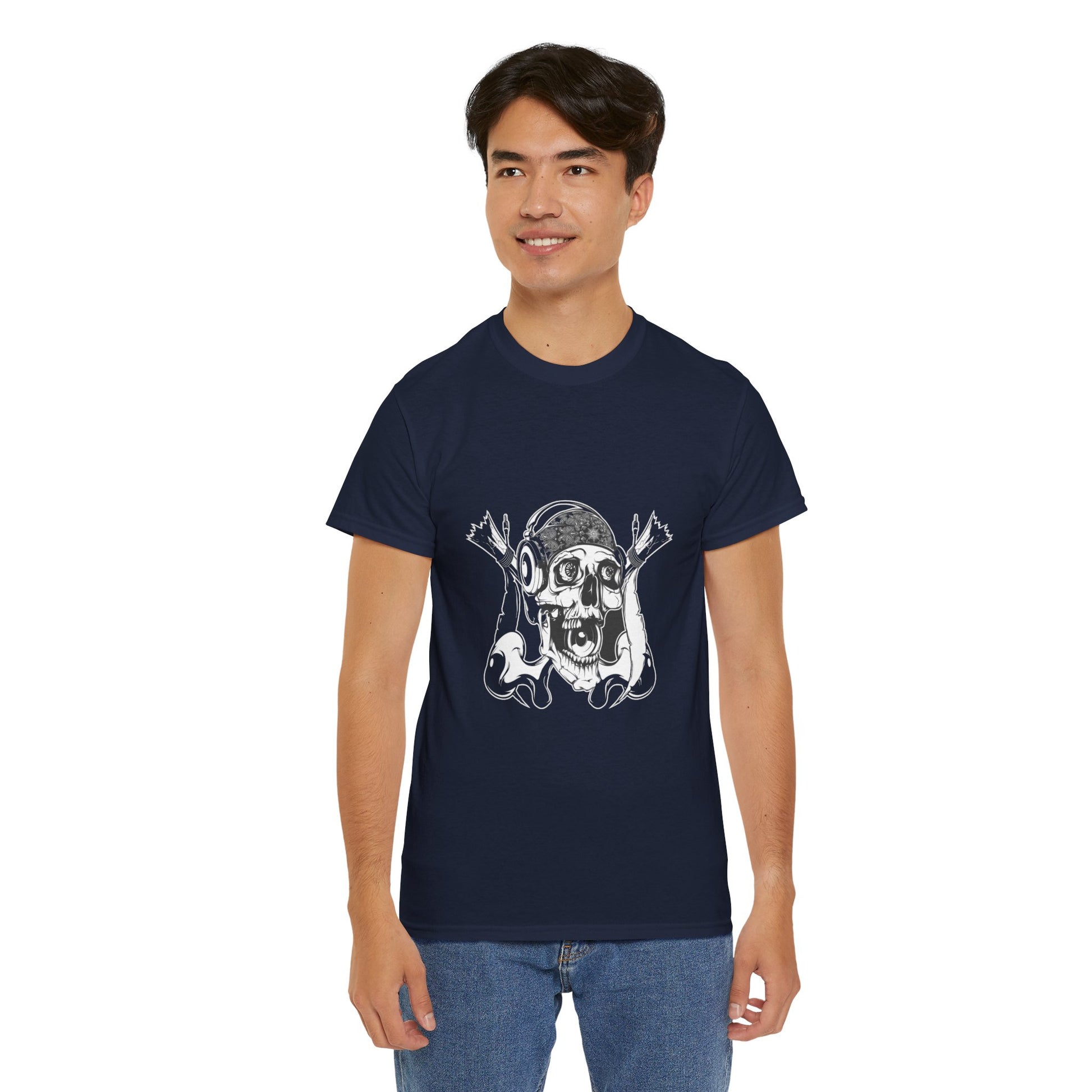 The Skeleton Unisex Heavy Cotton Tee | Spooky Graphic T-Shirt for Halloween and Skull Enthusiasts - ArtShirt Couture