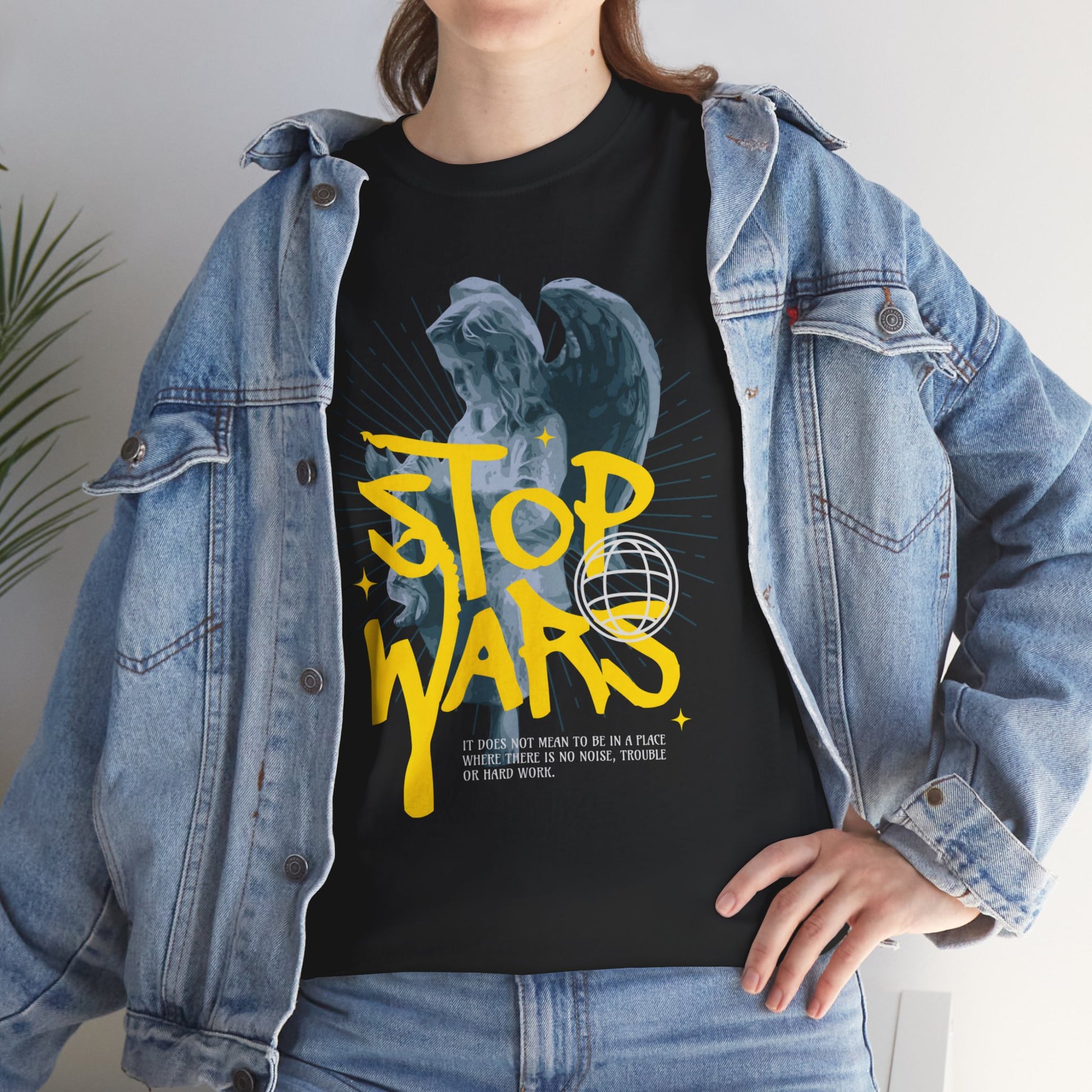 Stop Wars Unisex Heavy Cotton Tee | Fun Graphic T-Shirt for Peace Advocates - ArtShirt Couture