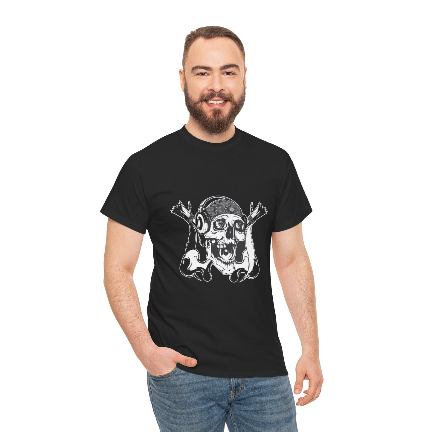 The Skeleton Unisex Heavy Cotton Tee | Spooky Graphic T-Shirt for Halloween and Skull Enthusiasts - ArtShirt Couture