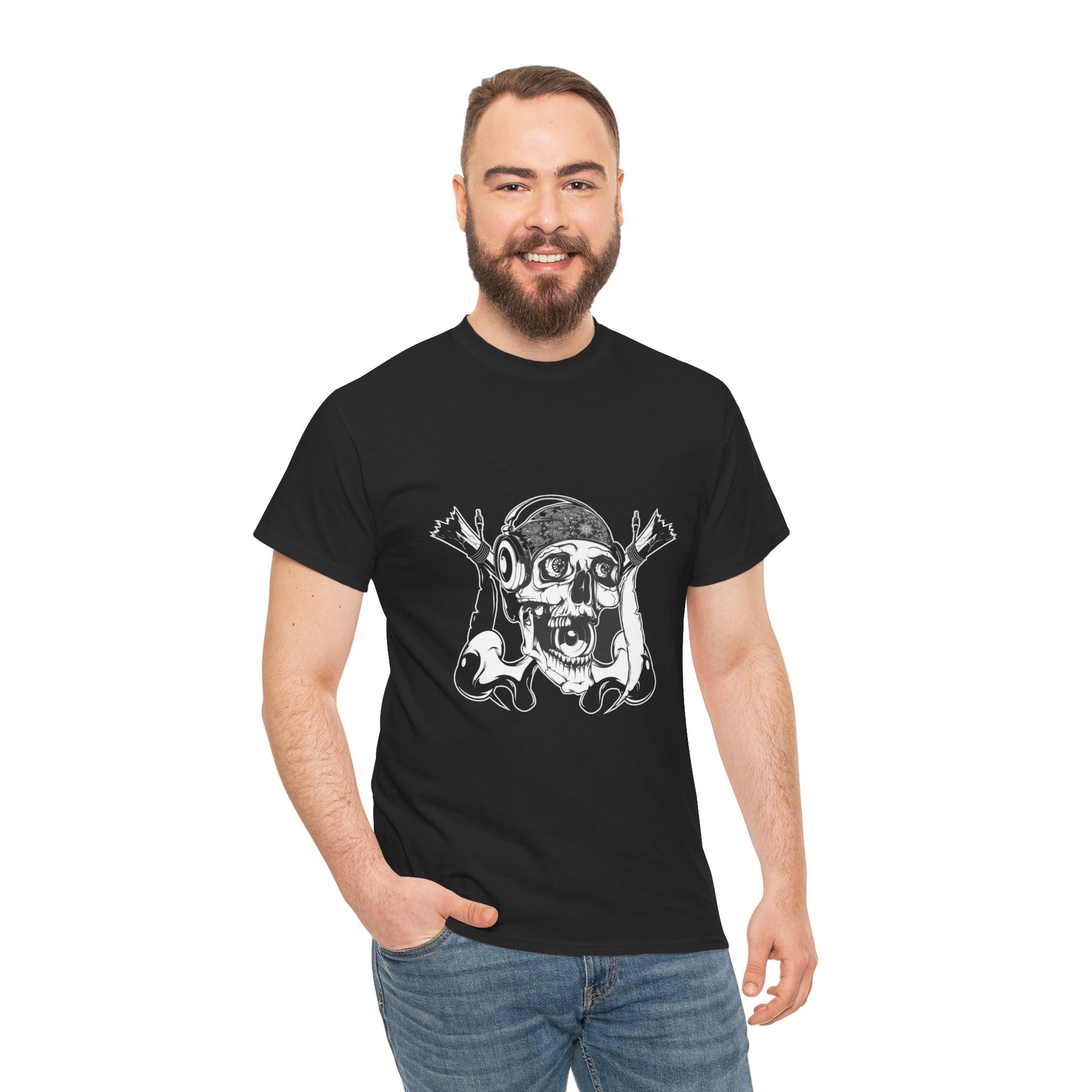 The Skeleton Unisex Heavy Cotton Tee | Spooky Graphic T-Shirt for Halloween and Skull Enthusiasts - ArtShirt Couture