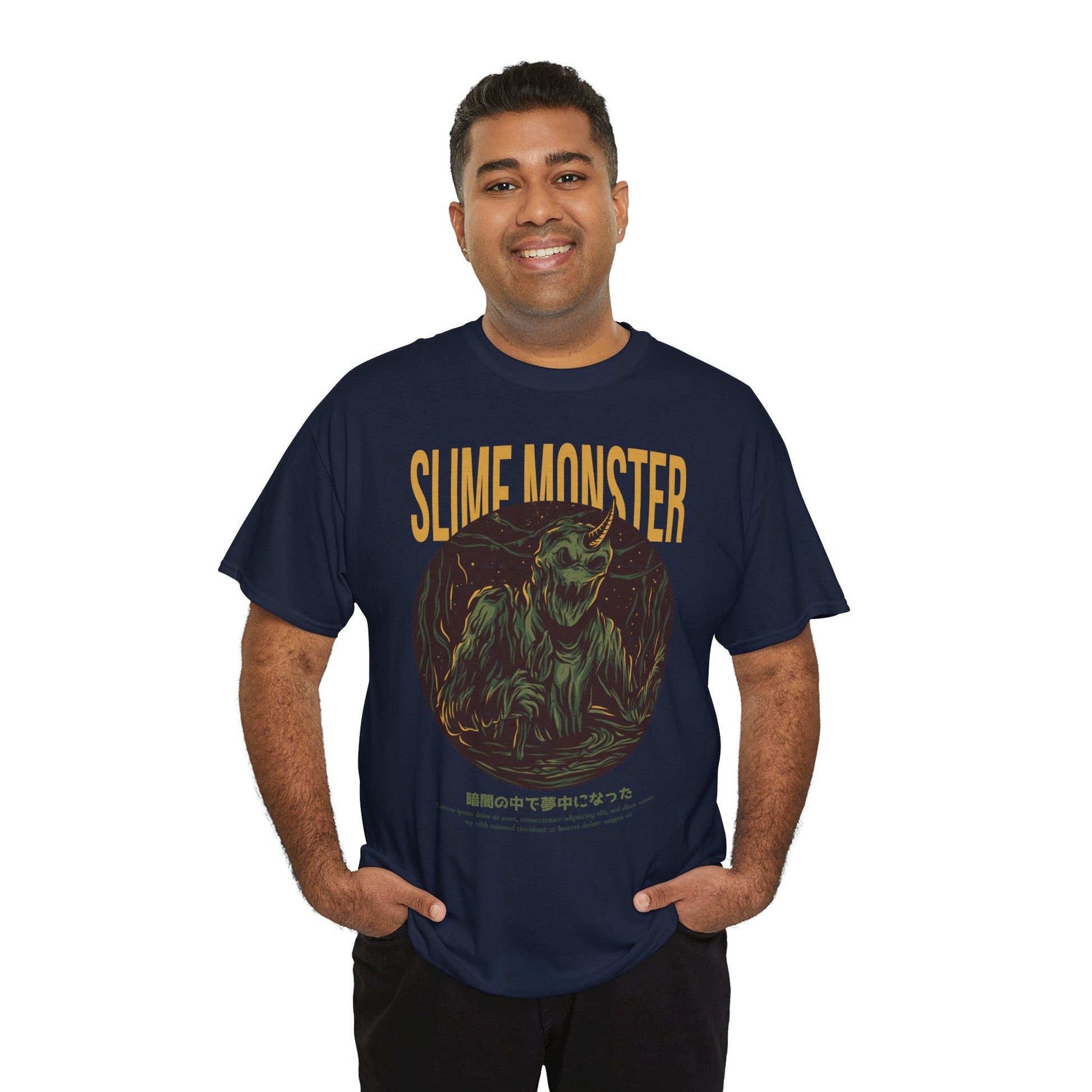 Slime Monster Unisex Heavy Cotton Tee | Fun Graphic T-Shirt for Kids and Monster Lovers - ArtShirt Couture